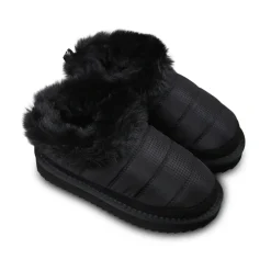 Gewatteerde Zwarte Instappers met Nepbont