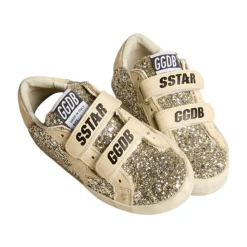 Glitter Sneakers Roomkleurige Leren Band