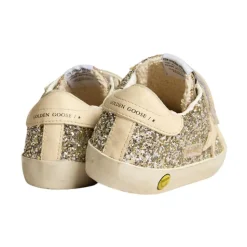 Glitter Sneakers Roomkleurige Leren Band