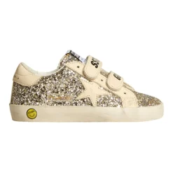 Glitter Sneakers Roomkleurige Leren Band