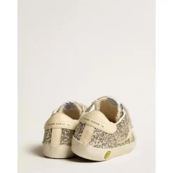 Glitter Sneakers Roomkleurige Leren Band