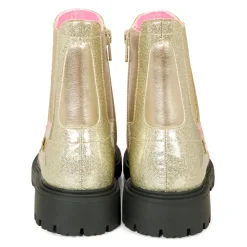 Gouden Enkellaarzen met Lurex Detail
