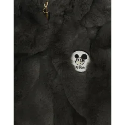 Grijze Faux Fur Logo Patch Jas