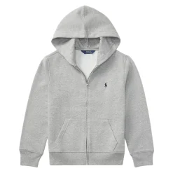 Grijze Katoenmix Rits Hoodie met Logo Borduursel