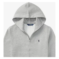 Grijze Katoenmix Rits Hoodie met Logo Borduursel