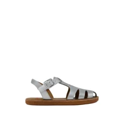 Grijze Leren Kindersandalen met Gesp