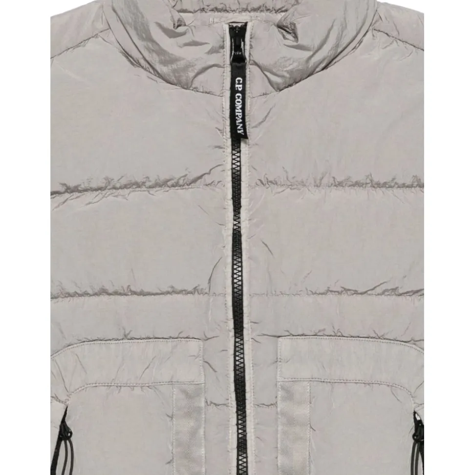 Grijze Zip-Up Gewatteerde Gilet Jas