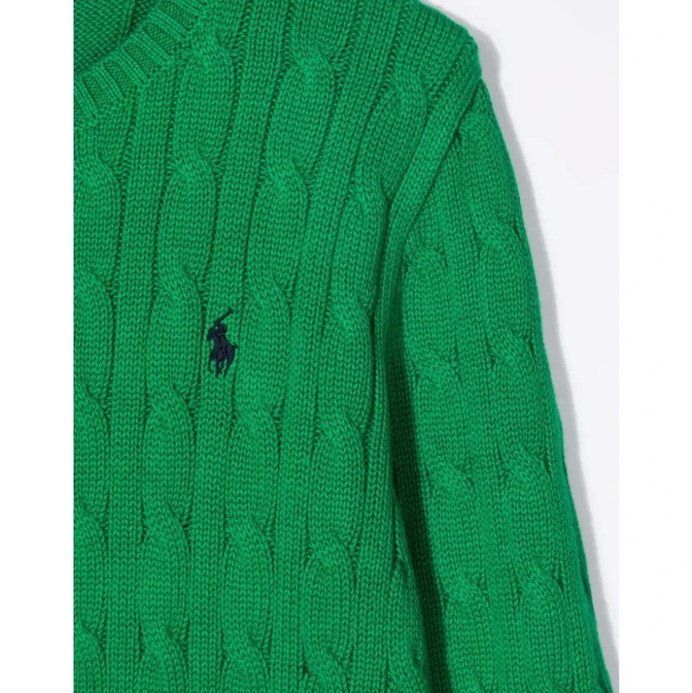 Groene kabeltrui met pony