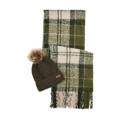 Groene Stoffen Sjaal en Muts Set