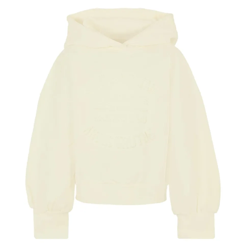 Ivoor Fleece Katoenen Hoodie met Logo