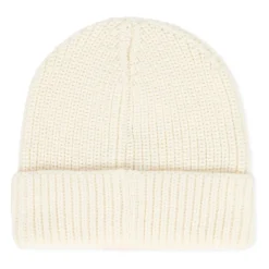 Ivoor Geribbelde Muts met Logopatch