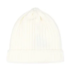 Ivoor Geribbelde Newborn Beanie Hoed