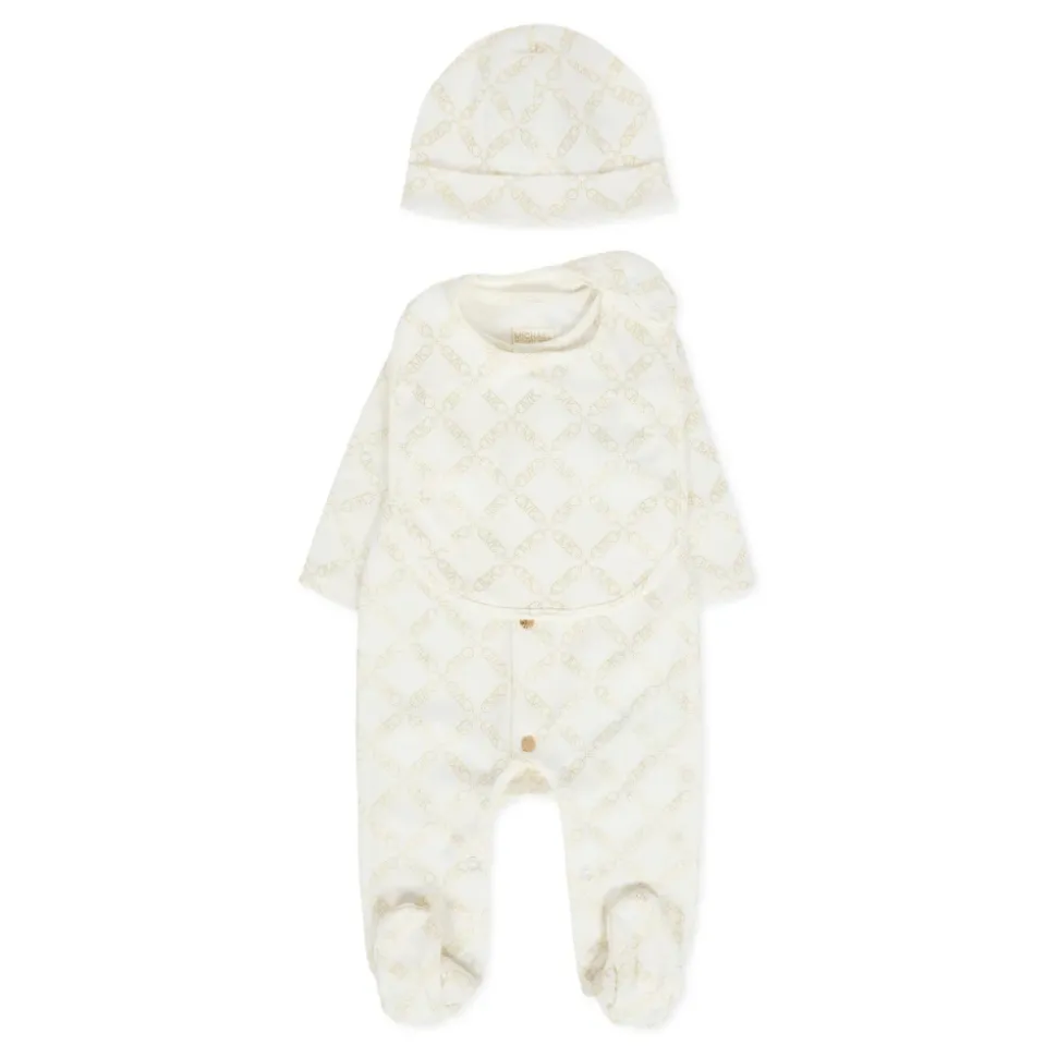 Ivoor Katoenen Babygrow Set met Logo Print
