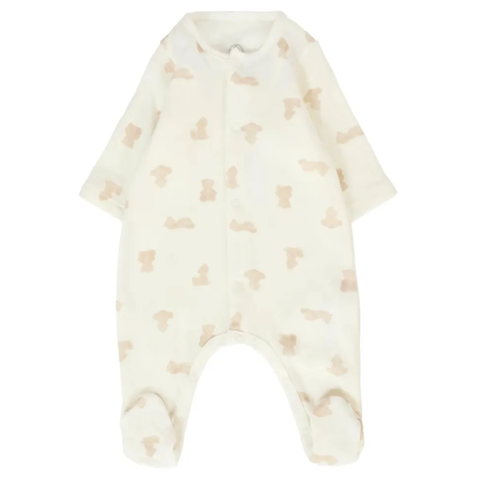 Ivoor Katoenen Jumpsuit met Bruine Beren