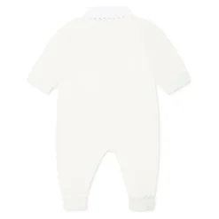 Ivoor Katoenen Romper met Teddybeer Logo