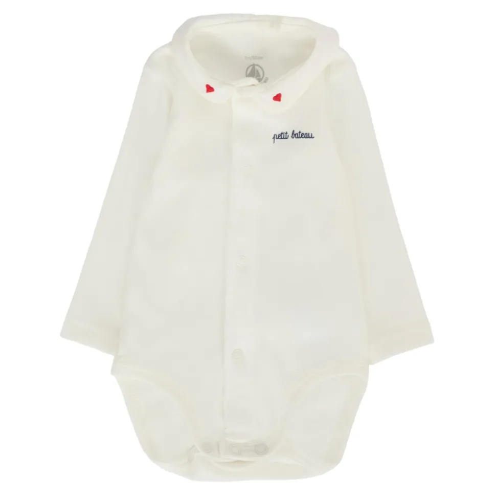 Ivoor Katoenen Rompertje met Geborduurde Harten