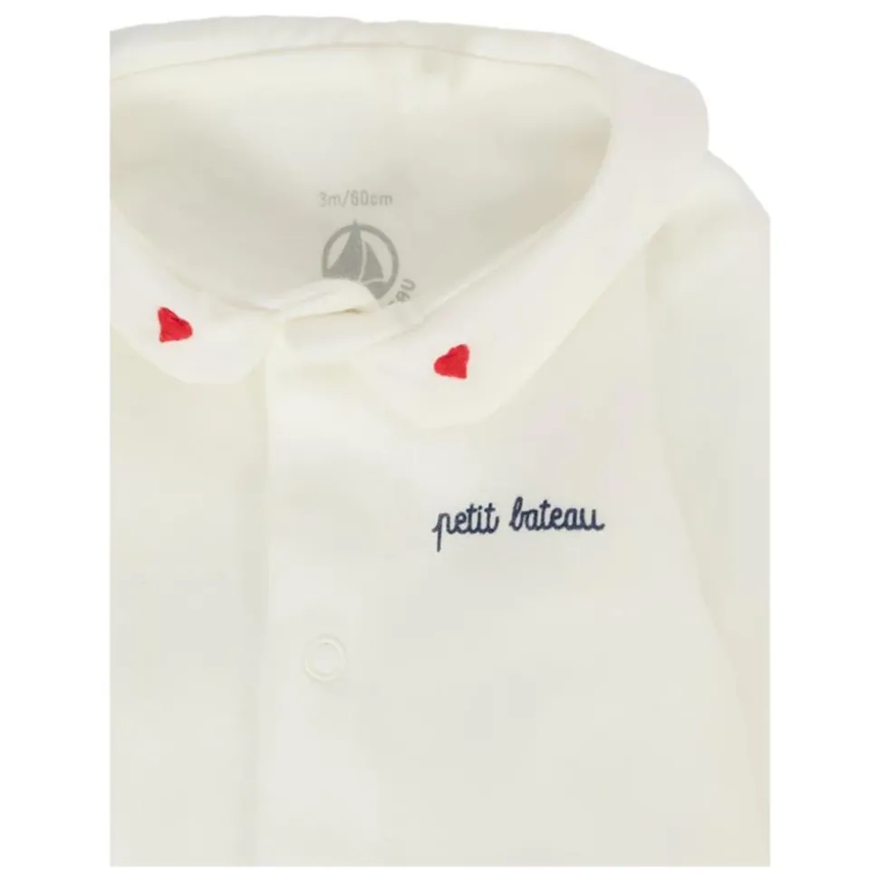 Ivoor Katoenen Rompertje met Geborduurde Harten