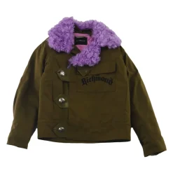 Jas met knopen en gekleurde bontkraag