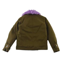 Jas met knopen en gekleurde bontkraag