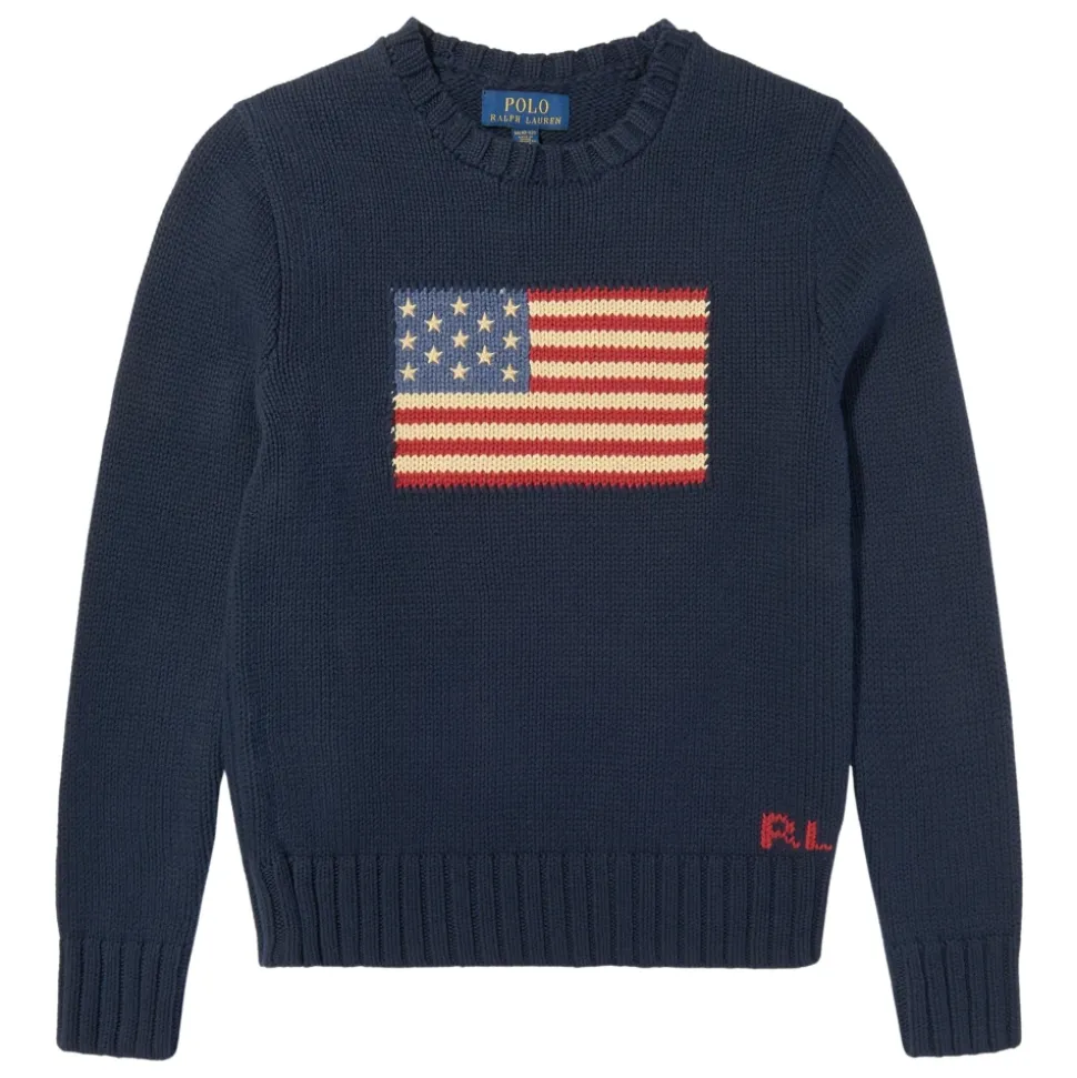 Jongens Flag Jumper in Navy