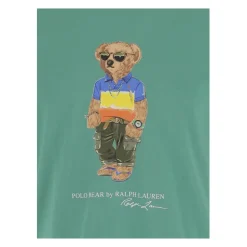 Katoenen Polo Bear Print T-shirt Licht Groen