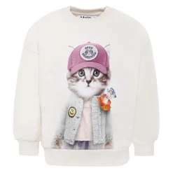 Kattenprint Ivoor Sweatshirt