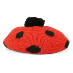 Kersen Baskische Gebreide Baret met Lieveheersbeestjesprint
