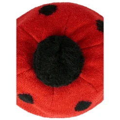 Kersen Baskische Gebreide Baret met Lieveheersbeestjesprint