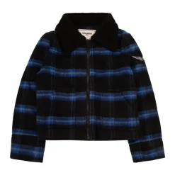 Kid-Girl-Faux Fur Collar Plaid Jacket