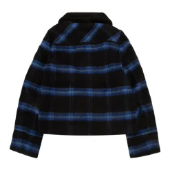 Kid-Girl-Faux Fur Collar Plaid Jacket