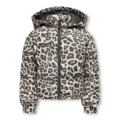 Kinderen Bedrukte Puff Jas Zilver Mink/Leo