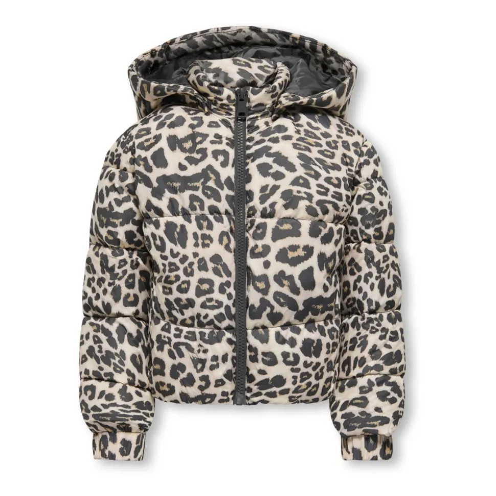 Kinderen Bedrukte Puff Jas Zilver Mink/Leo