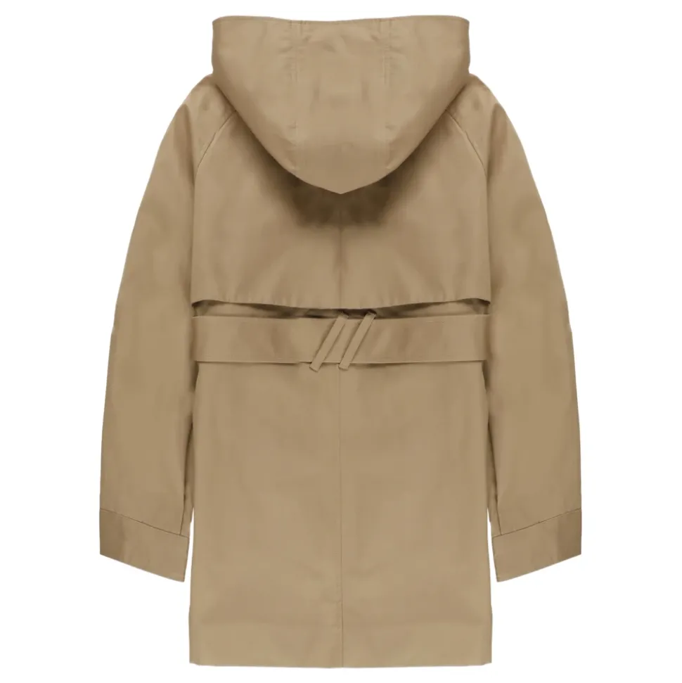 Kinderen Beige Katoenen Jas met Capuchon