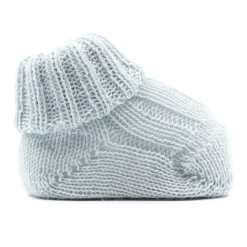 Kinderen effen lichtblauwe geribbelde bootiesokken