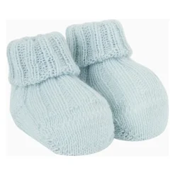 Kinderen effen lichtblauwe geribbelde bootiesokken