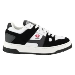 Kinderen Leren Sneakers Zwart/Wit Ronde Neus