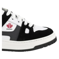 Kinderen Leren Sneakers Zwart/Wit Ronde Neus