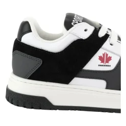 Kinderen Leren Sneakers Zwart/Wit Ronde Neus