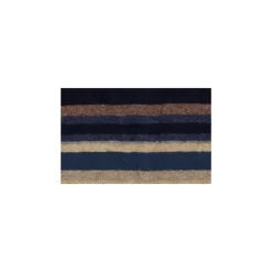 Kinderen voetloze blauwe fleece romper met veelkleurige strepen