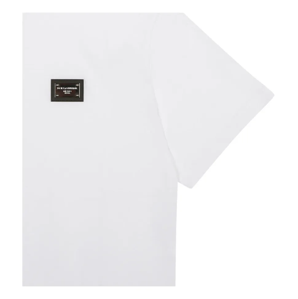 Kinderen Wit T-shirt Ronde Hals Korte Mouwen