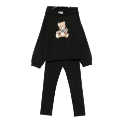 Kinderen Zwart Bedrukt Trainingspak Hoodie Jurk