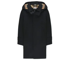 Kinderen Zwarte Katoenen Jas met Capuchon