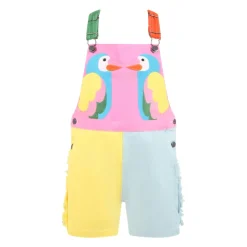 Kleurrijke Papegaai Geborduurde Katoenen Tuinbroek