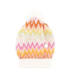 Kleurrijke Zigzag Beanie met Pompom