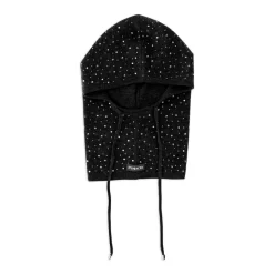 Kristalversierde Zwarte Gebreide Capuchon