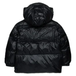 Lange mouwen capuchon gewatteerde jas