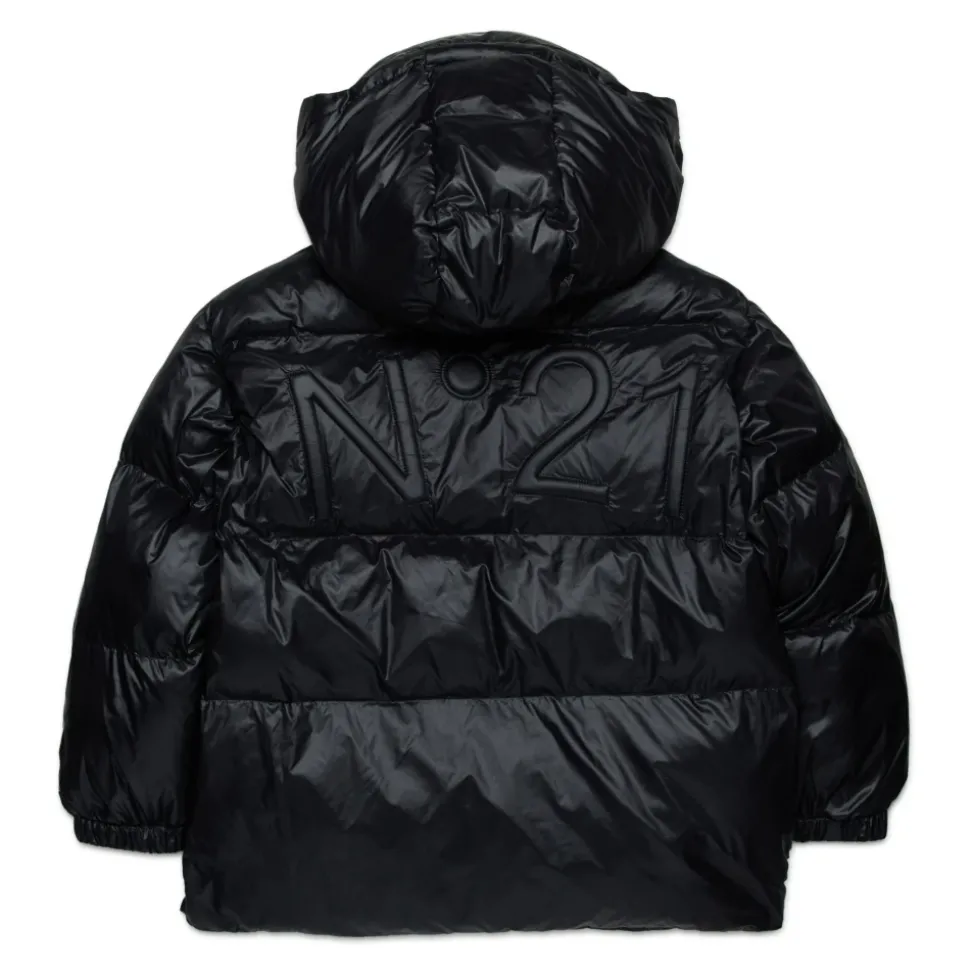 Lange mouwen capuchon gewatteerde jas