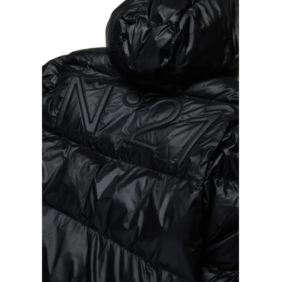 Lange mouwen capuchon gewatteerde jas