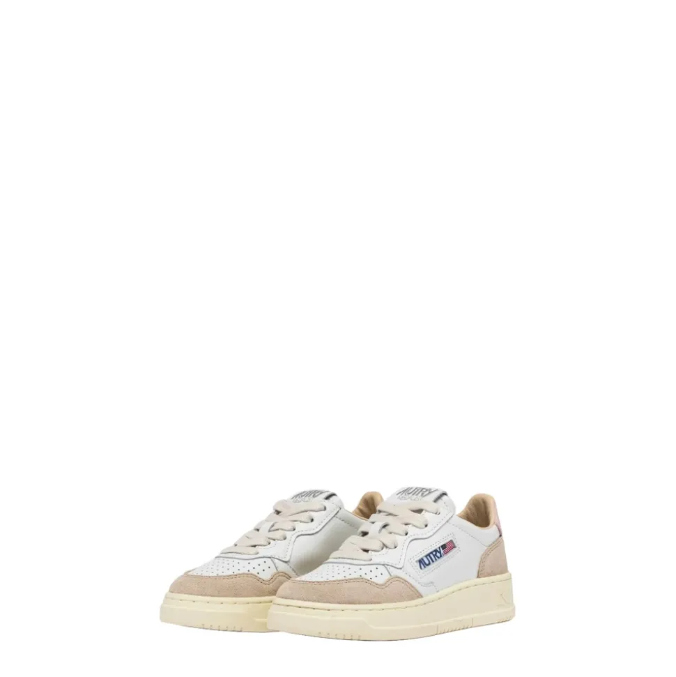 Leren en suède sneakers met logo