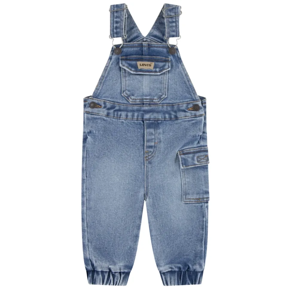 Loose Fit Cargo Dungarees in Blue